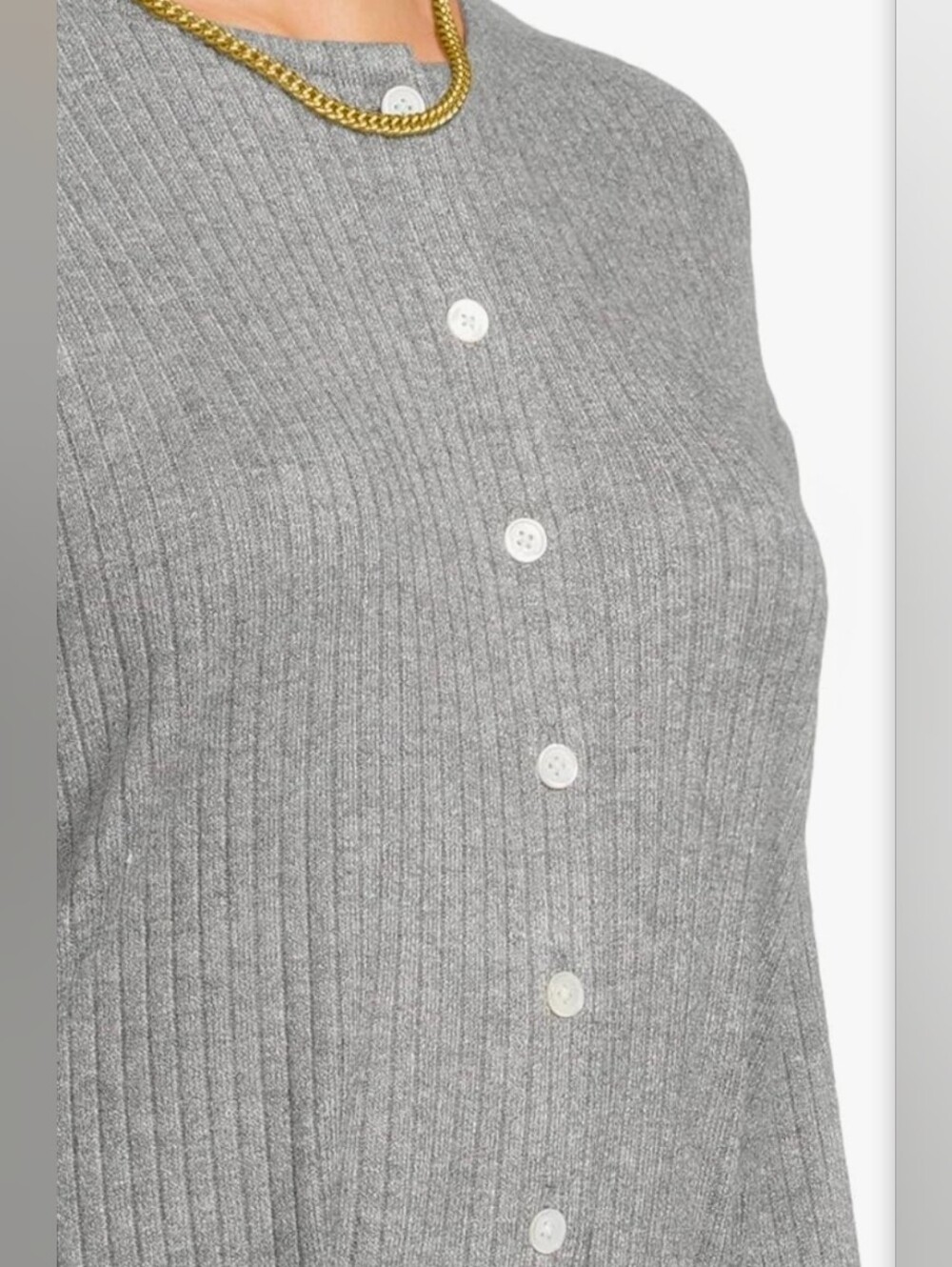 Madewell Womens, Crew Neck Cardigan Cozy Rib, Heather Grey, X-Large - Picture 7 of 9